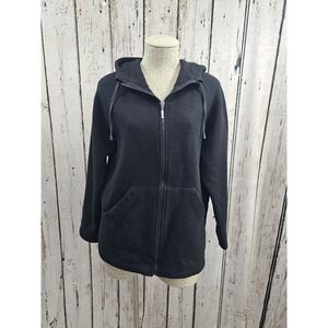 Marks & Spencer 12 Wool Blend Zip Up Hoodie Jacket‎ St Michael Black EUC